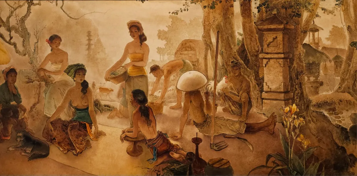 Lee Man Fong (b. 1913, China; d. 1988, Indonesia) Kehidupan di Bali (Balinese Life) c.1960s