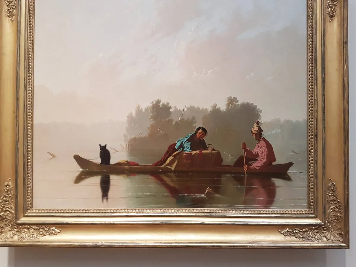 Fur traders descending the Missouri, George Caleb Bingham, 1811-79. 1845. Кот уж больно загадочен.